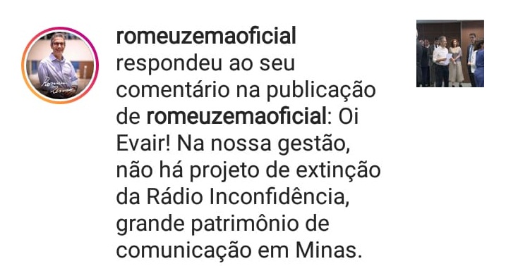 Em rede social, Zema afirma que não extinguirá a Rádio Inconfidência