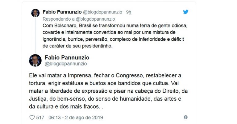 Pannunzio: Bolsonaro vai matar a imprensa, fechar o Congresso e restabelecer a tortura