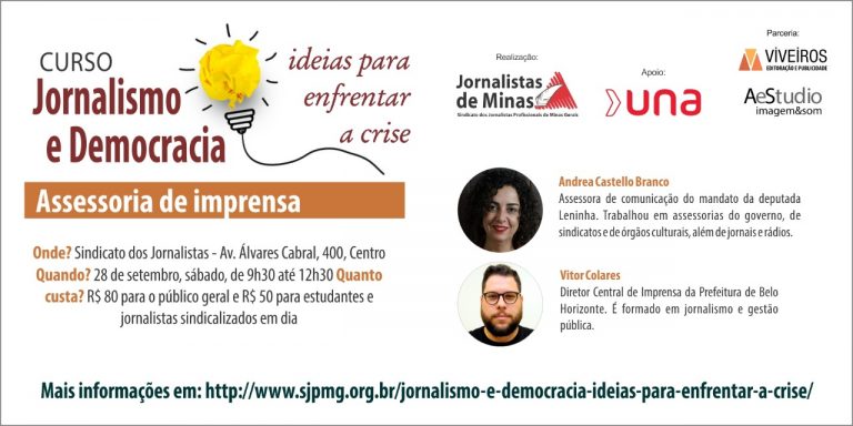 Assessoria de Imprensa é tema no último dia do curso ‘Jornalismo e Democracia’. Inscreva-se!