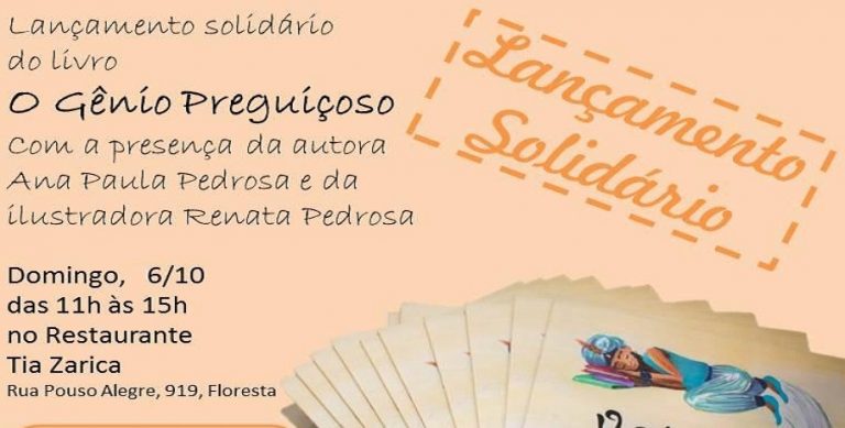 Jornalista Ana Paula Pedrosa faz lançamento solidário do livro ‘O Gênio Preguiçoso’ neste domingo 6/10