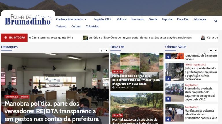 Folha de Brumadinho faz jornalismo local no município marcado pelo crime da Vale