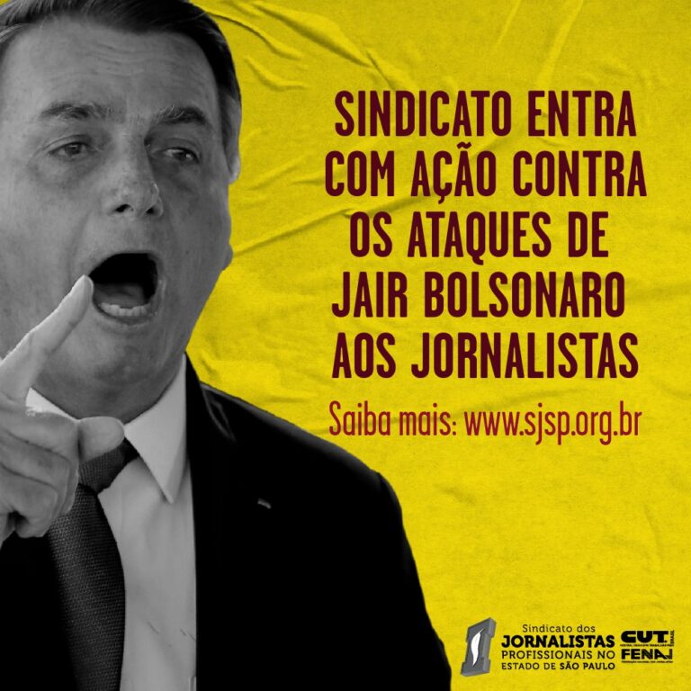 Contra ataques de Jair Bolsonaro a jornalistas, Sindicato de SP entra com ação