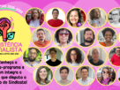 Imagem com rostos de integrantes e logo da chapa